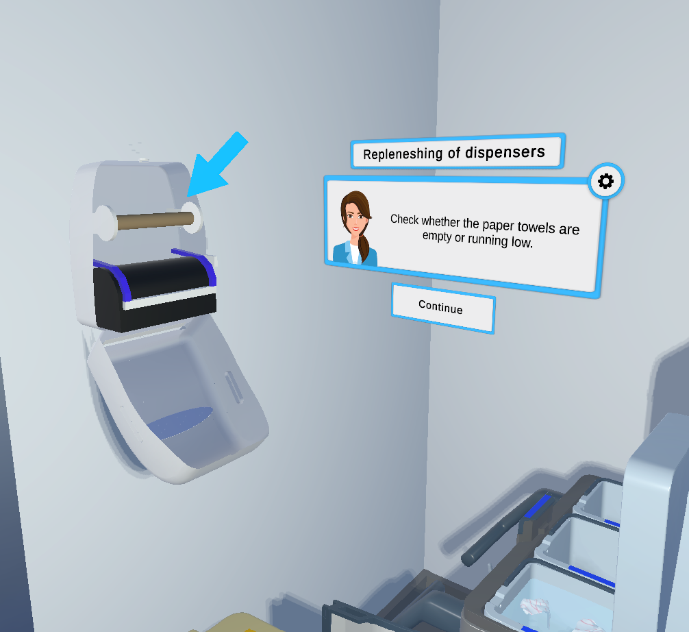 VR dispenser replenishment exercise