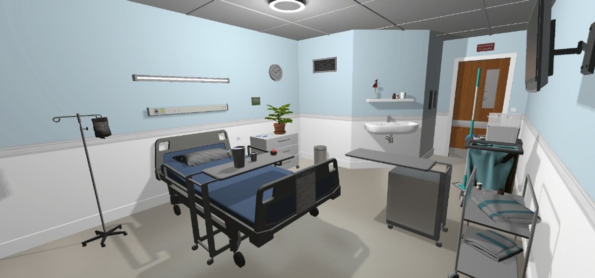 VR cleanroom training: practising in a controlled room with a cleaning trolley